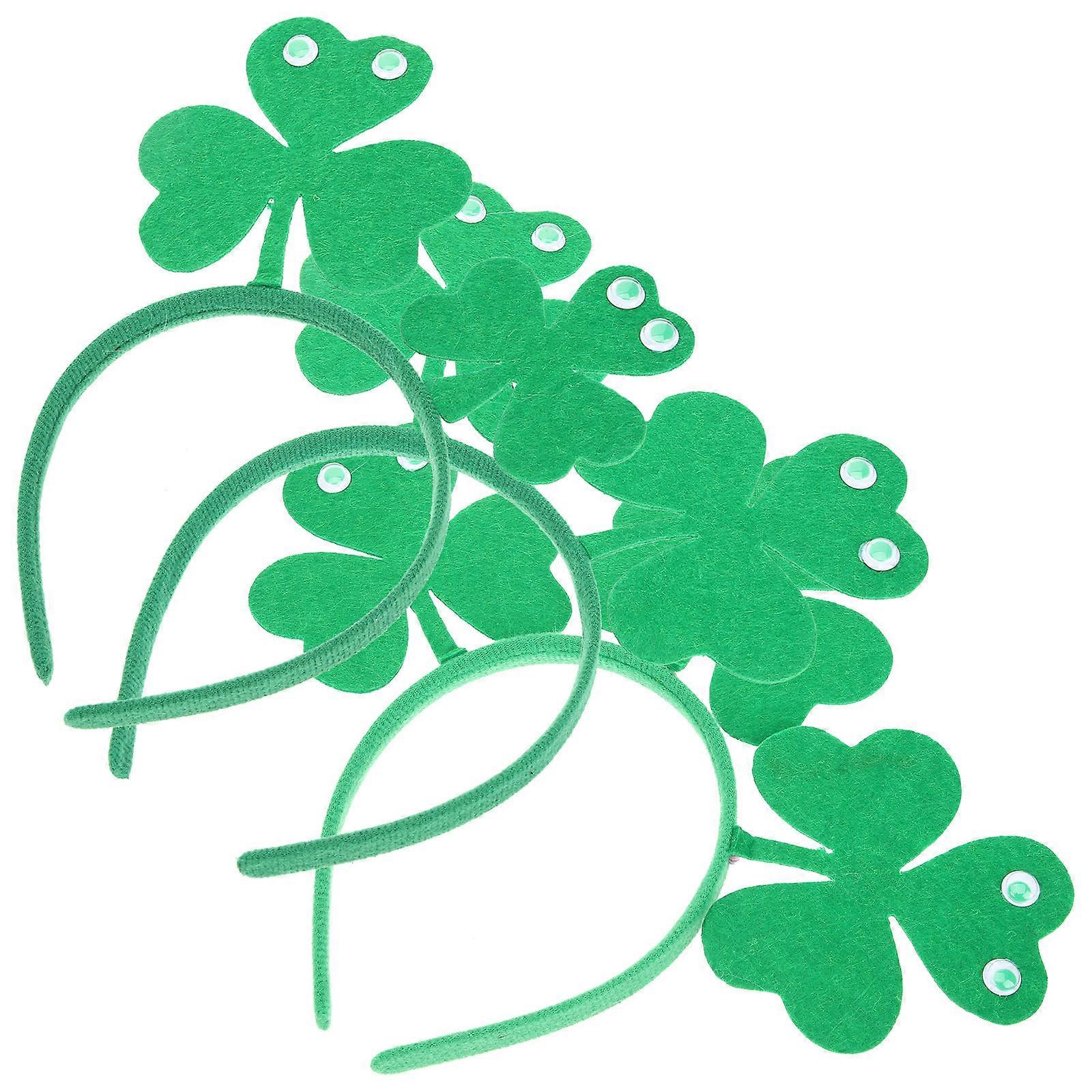 6Pcs Green Shamrock Headband for St Patrick Party Hair Accessory
