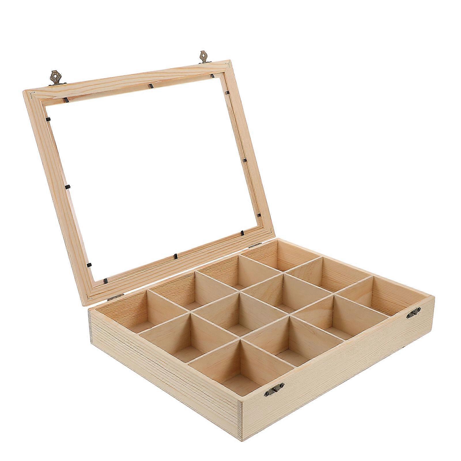 Crystal Display Case 2Pcs Wooden Rock Collection Storage For Hobbyists And Professional Collectors With Rectangular Shape 33.50X26.80X5.20CM