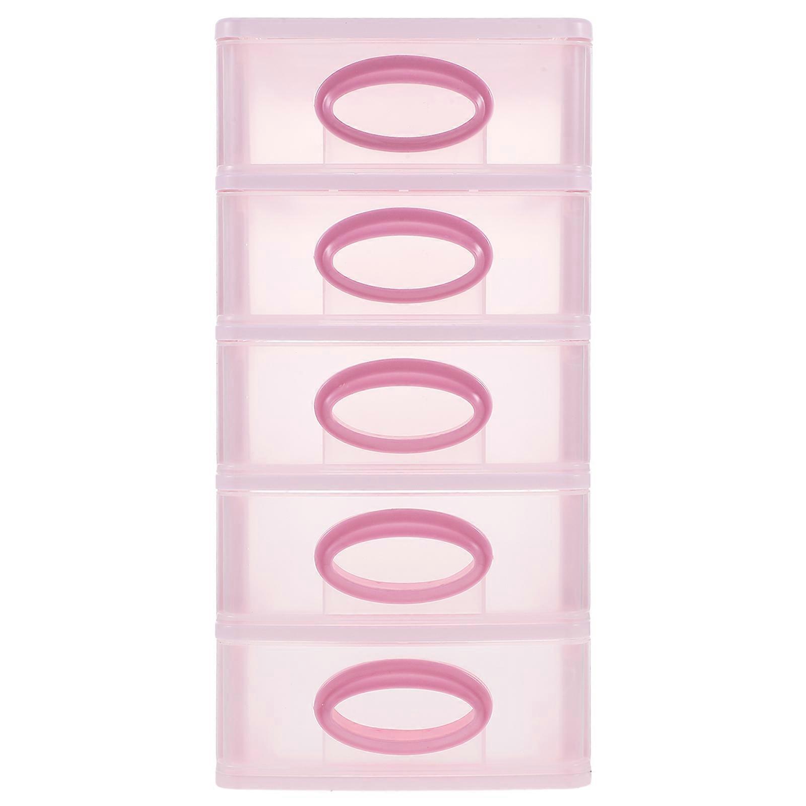 Cabinet Plastic Makeup Drawer Box for Storage Use Pink