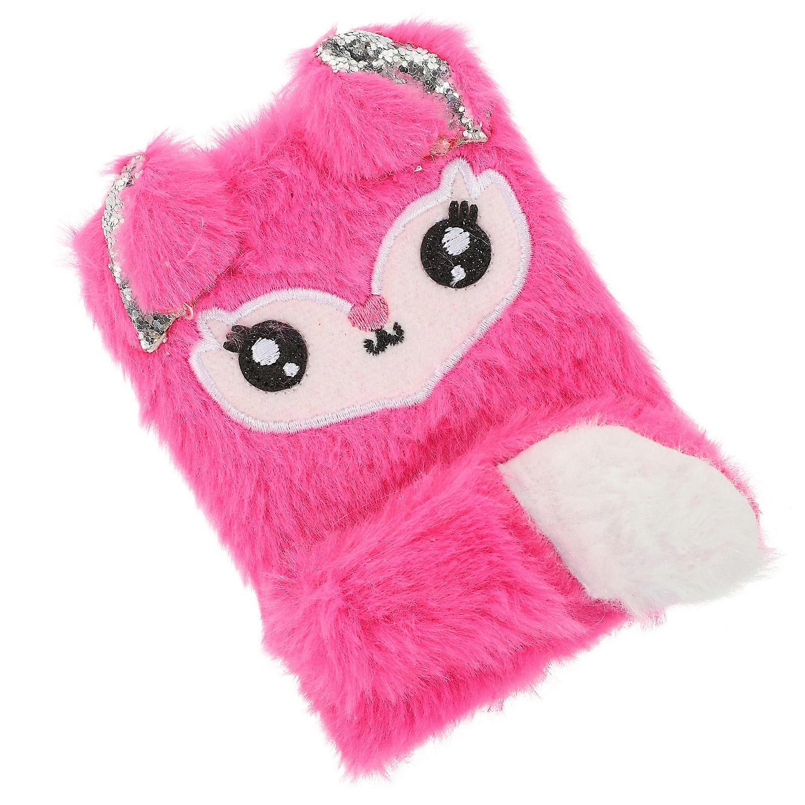 Furry Notebook Plush Mini Pocket Size Recording Plans 1Pack Rosy Color For Kids