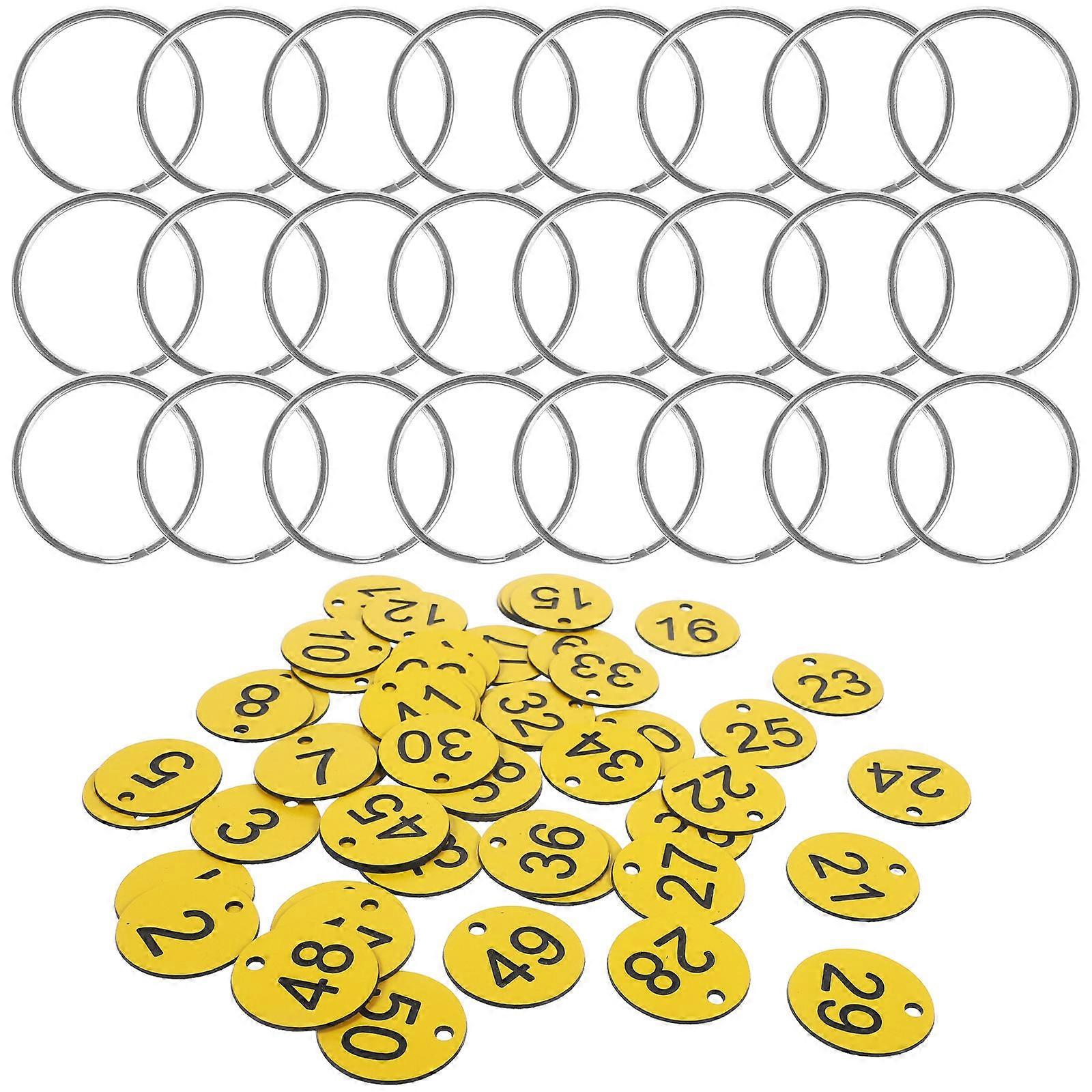 Round Number Tags for Identification Yellow Acrylic Number Tag 100Sets