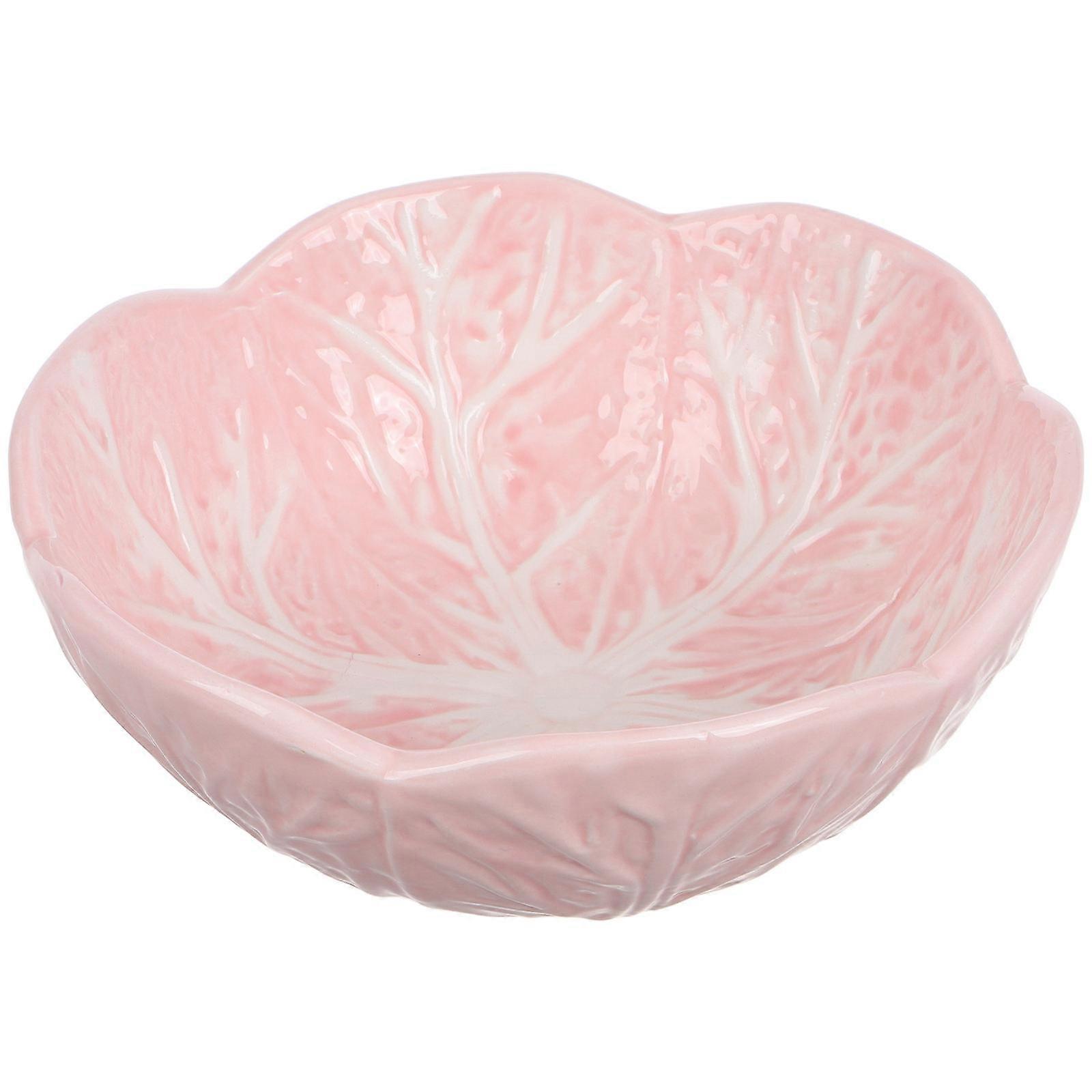 Creative Pink Ceramic Dinner Plates for Serving Snacks 2Pcs Cabbage Shape