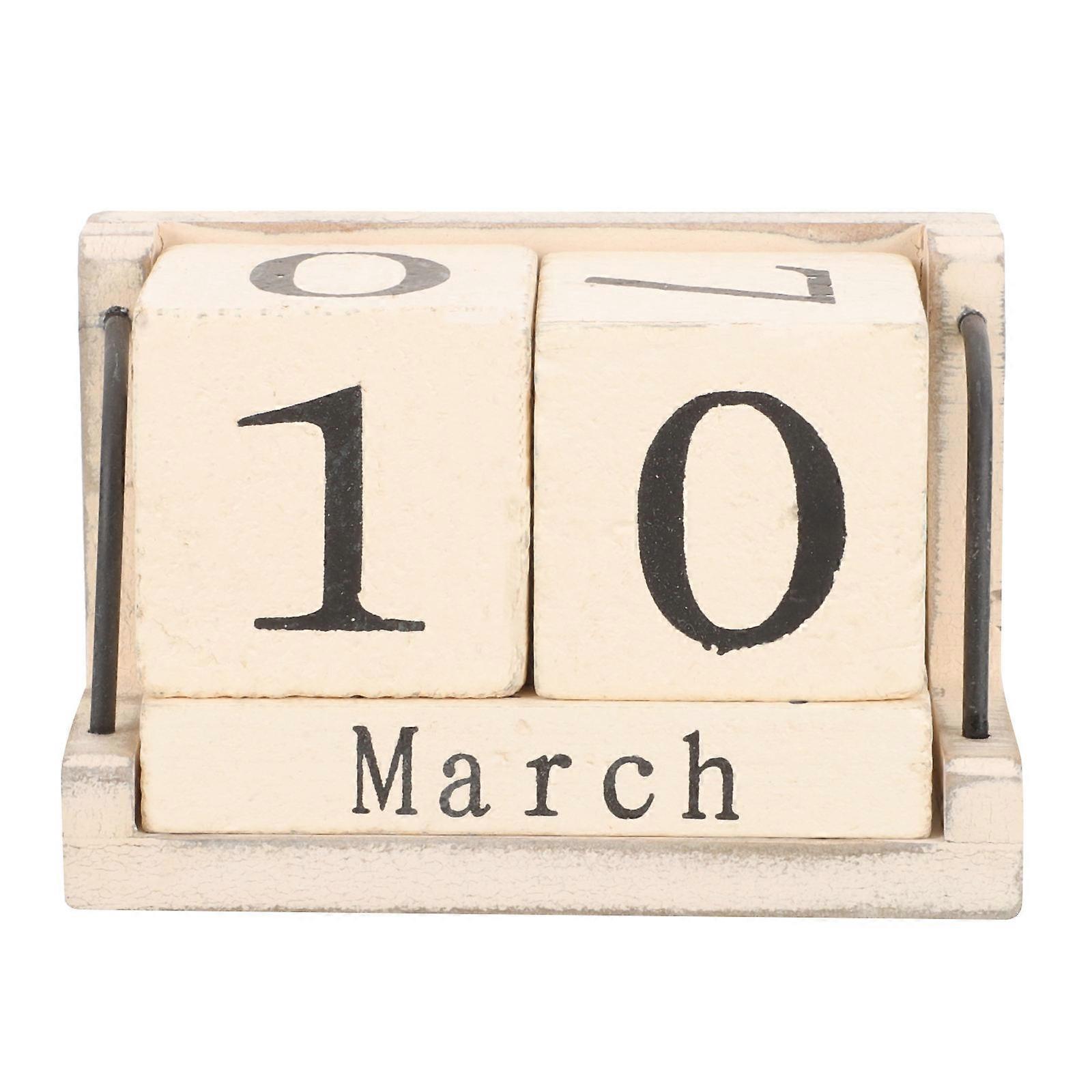 Countdown Calendar Wooden Block for Office Use 2Pcs Tabletop Decoration