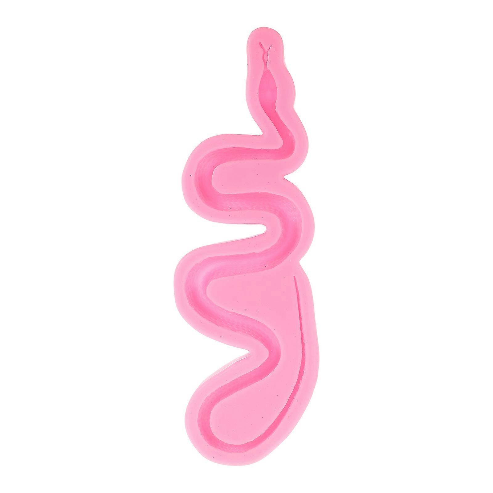 Realistic Snake Shaped Silicone Mold For Hobbyists Creating Keychains In Pink With Durable Properties 1Set