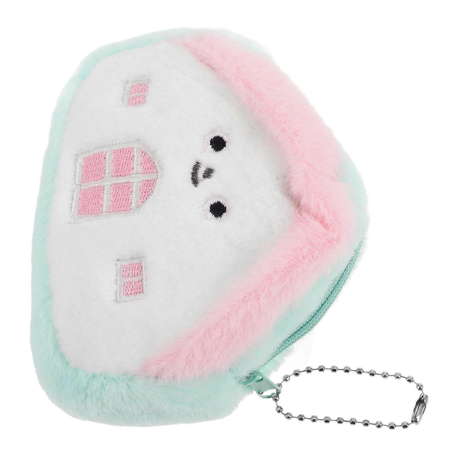 Cute Coin Purse Plush House Wallet for Storage 3Pcs Portable Mini Pouch Keychain
