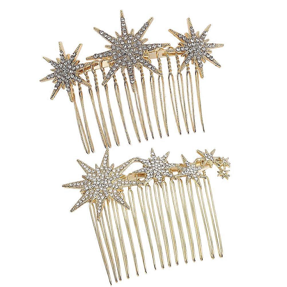 Rhinestone Bridal Side Combs Everyday Wearing 7.3x6cm 2Pcs