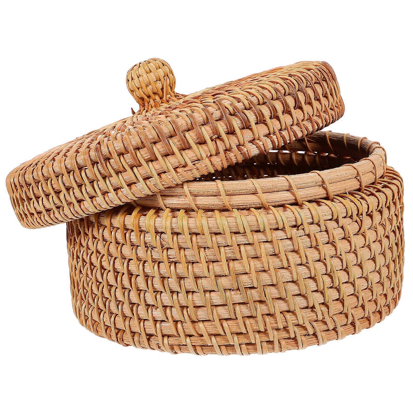 Rattan Storage Basket Basket for Storage Use 3Pcs Brown