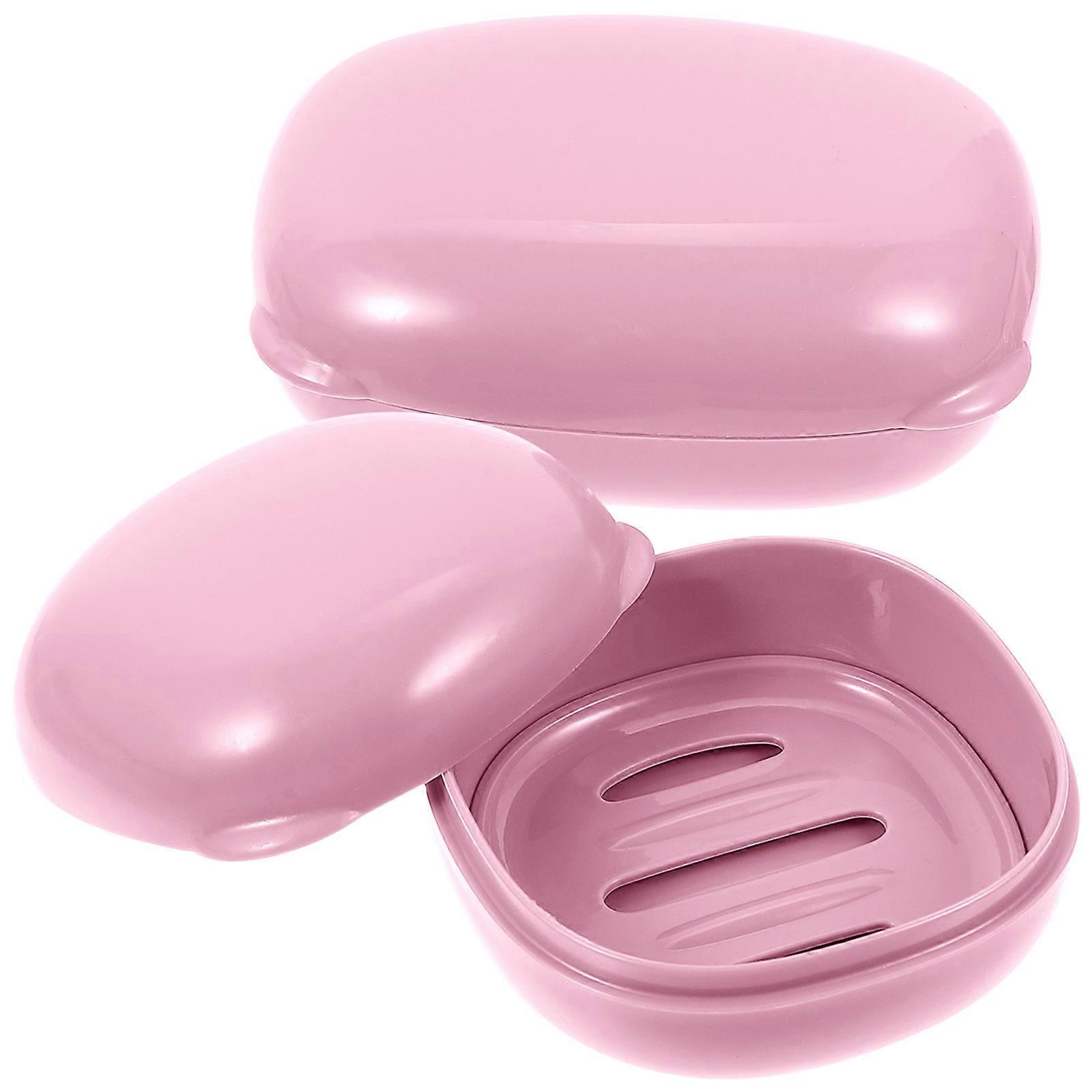 Soap Dish 4Pcs Portable Soap Container For Household Bathroom With Waterproof Function In Pink Color