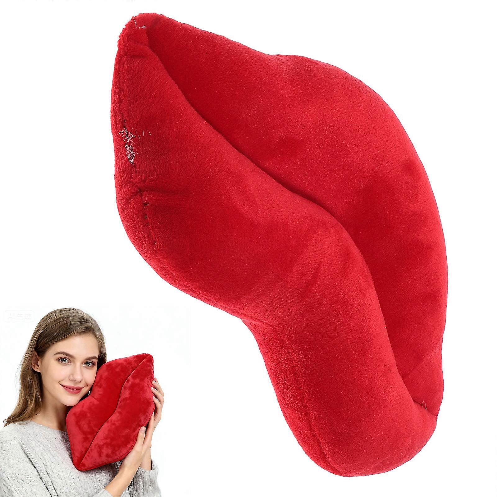 Throw Pillow Lip Cushion for Sofa 3Pcs Red Plush Cotton Filled