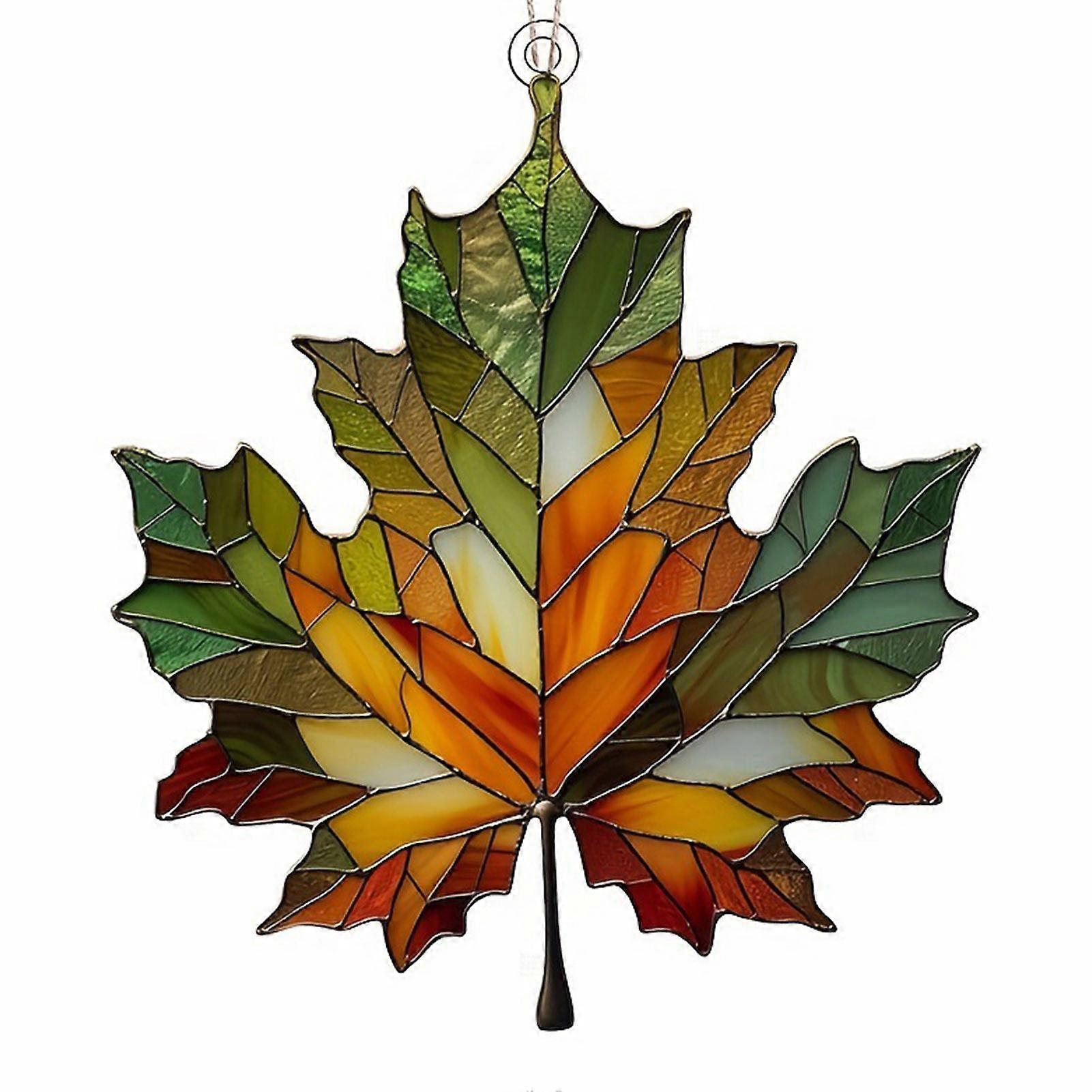 Maple Leaf Suncatcher Pendant, Acrylic Fall Wall Decor 3.9 Inch