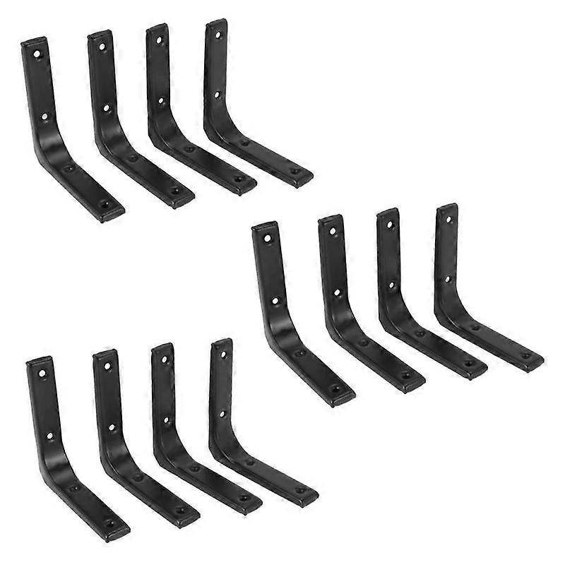 4 PCS Iron Wall Shelf Bracket, Heavy Duty Shelf Support Bracket Decorative Joint Angle Bracket, Blac