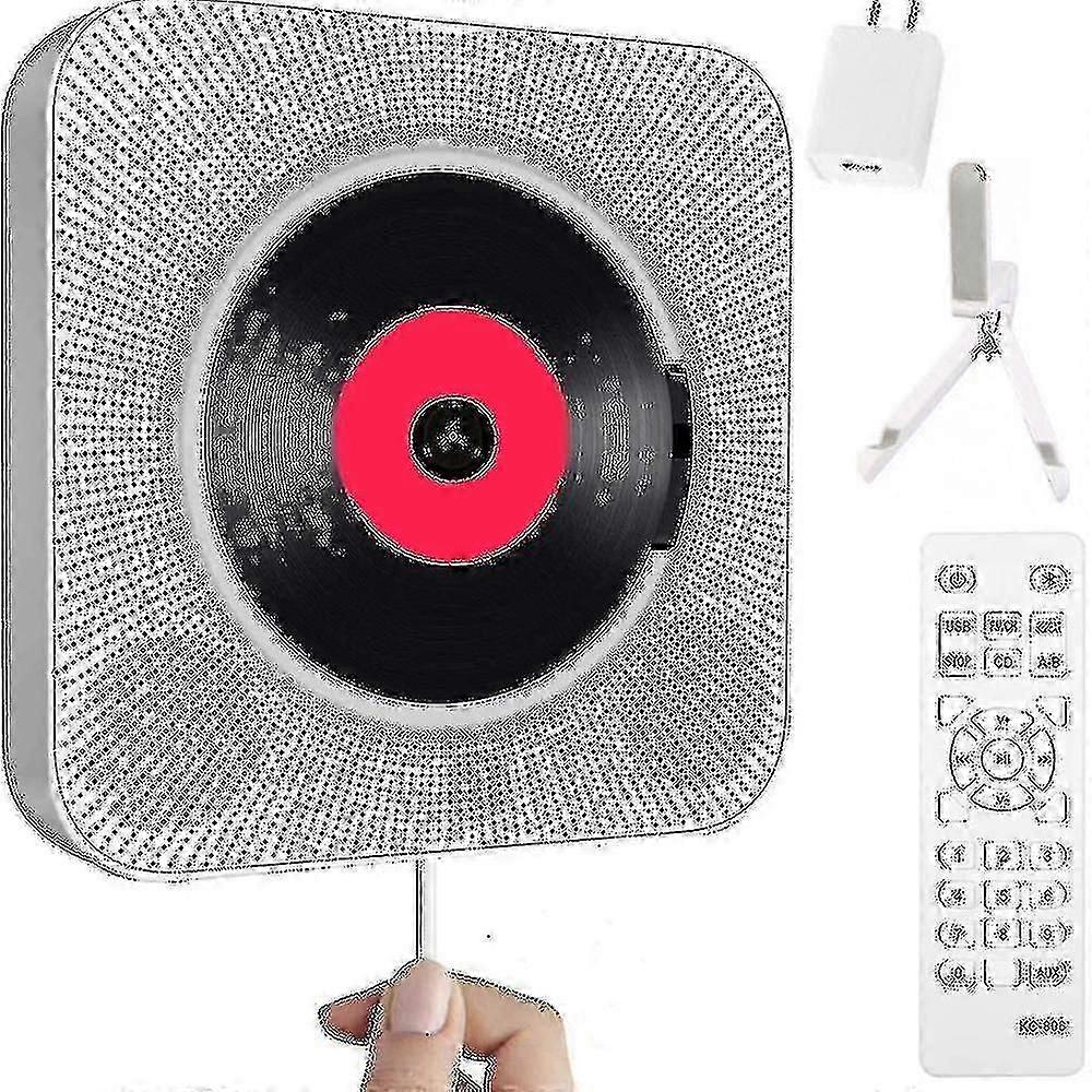 Srbtv-portable Cd Player With Bluetooth - Wall Mountable Home Audio With Fm Radio And Remote Control