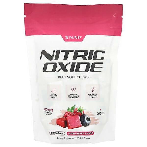 Snap Supplements, Nitric Oxide Beet Soft Chews, Sugar Free, Mixed Berry, 60 Soft Chews