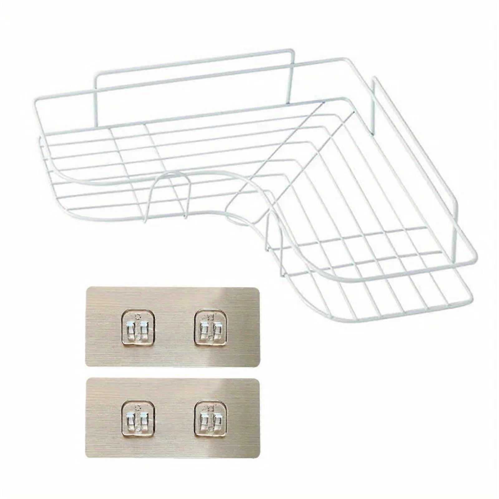 Bathroom Storage Corner Shower Caddy Triangle Wall Hanging White Adhesive Hooks Kitchen Shelf