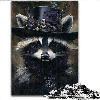 Puzzles for Adults Raccoon Wearing A Hat for Teenagers - PT 3429