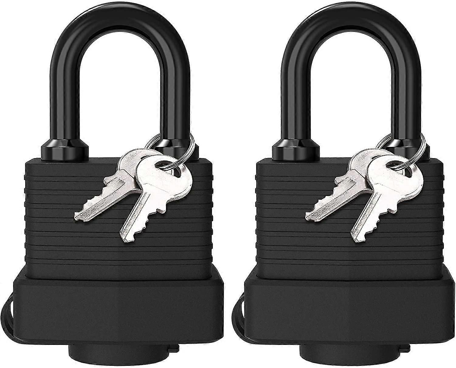 Padlock With Key, [2 Pack] [4 Keys] Padlock Waterproof Lock Key Padlocks 40mm