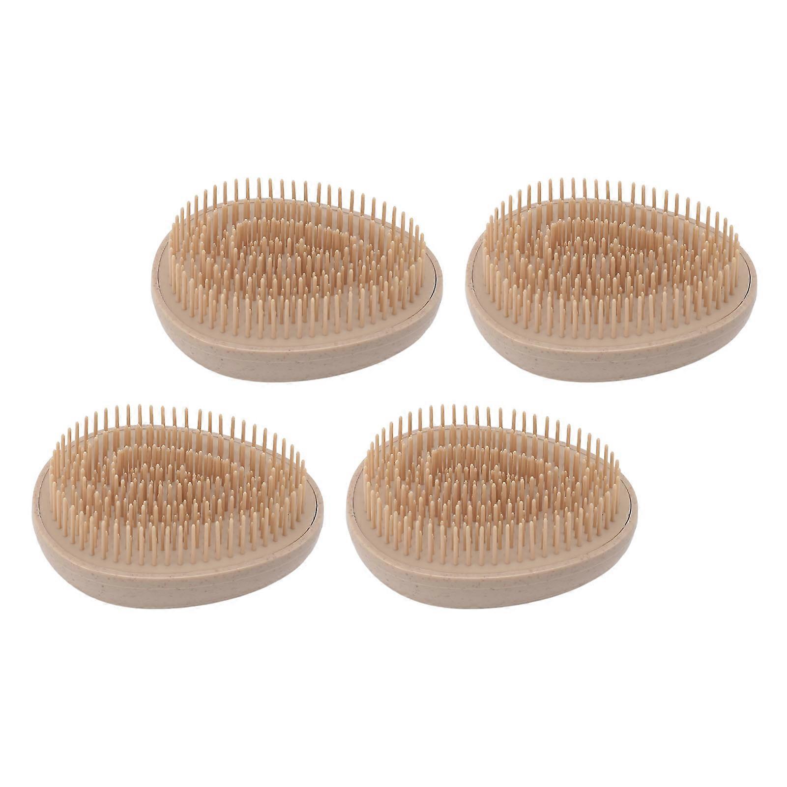 4Pcs Detangling Hairbrush Wheat Straw Soft Teeth Round Handle Dry Wet Scalp Massaging Hair Comb 