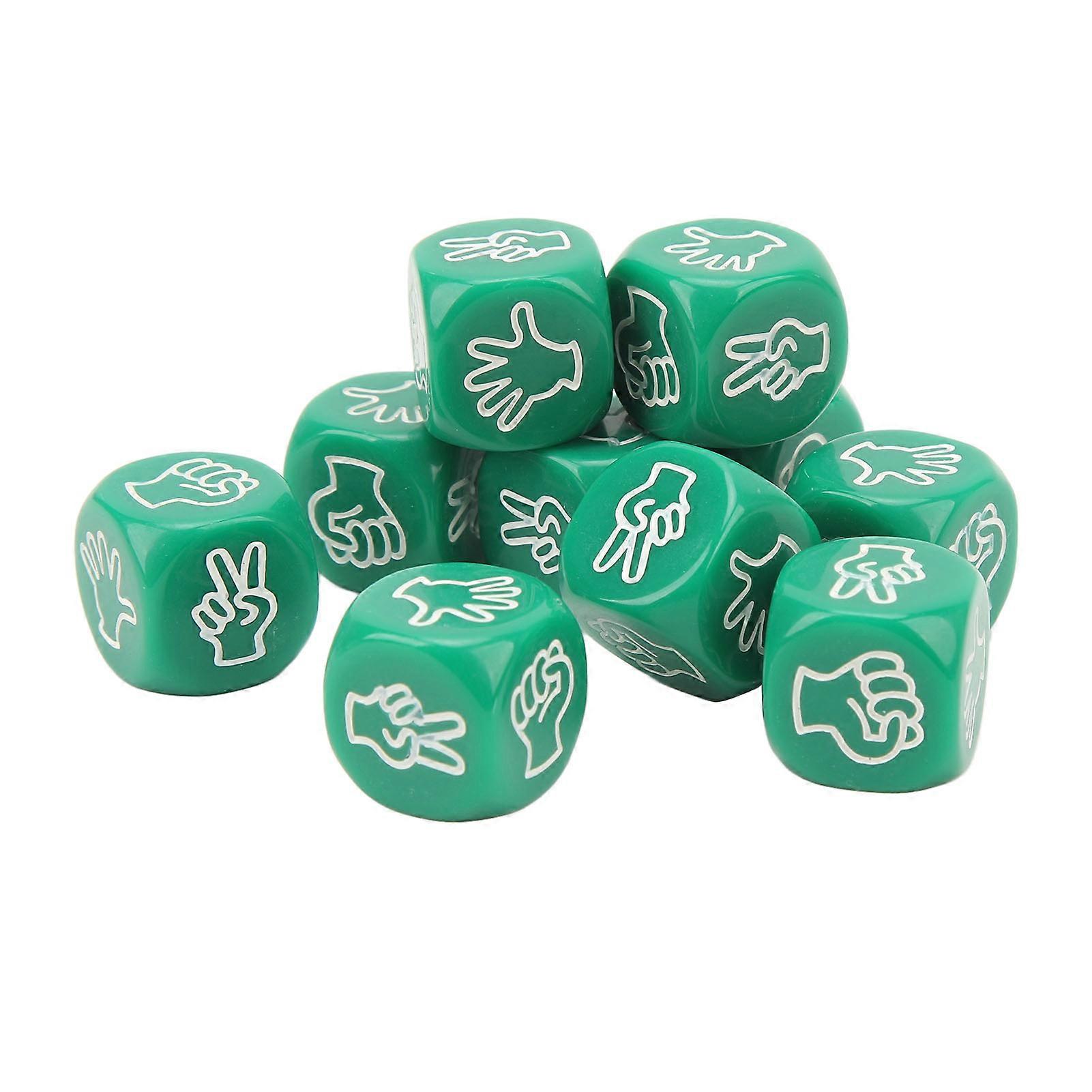 10Pcs Dice Set 6 Sided Waterproof Antioxidant Finger Guessing Game Dice for Board Game Education Green 