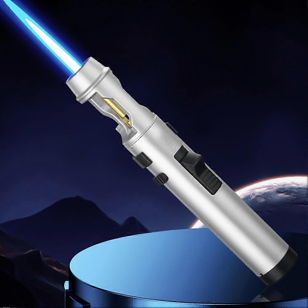 Isqueiro em formato de sabre de luz com abridor de garrafas, isqueiro maçarico à prova de vento com chama tipo jato, isqueiro recarregável a butano para churrasco e camping ao ar livre.