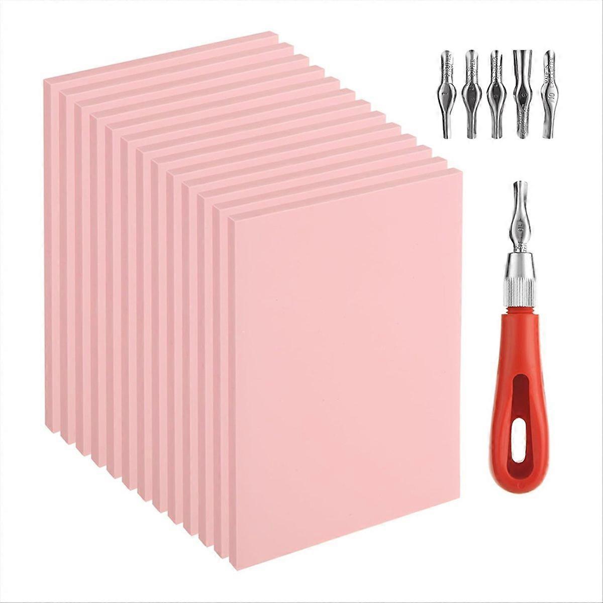14PCS Rubber Stamp Carving Kit with Linoleum Block Carving Tools for Printmaking,Stamp Making Kit Bl