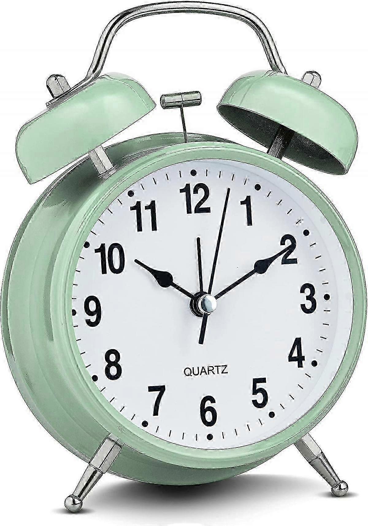 Twin bell alarm clock for home with quartz movement and backlight