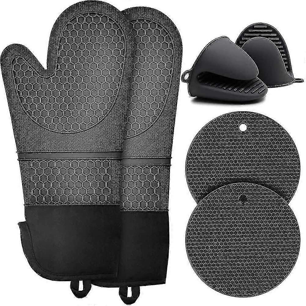 オーブン手袋、コットンライニング付き耐熱性シリコーンオーブン手袋、Mi