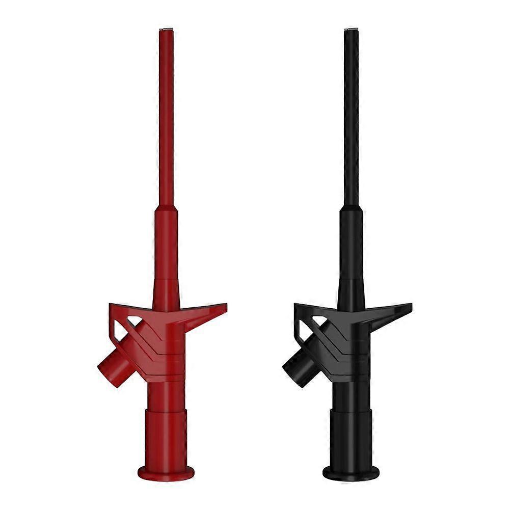 2pcs Quick Test Hook Clip Professional Insulated High Voltage Flexible Testing Probe 4mm Banana Socket Red and Black