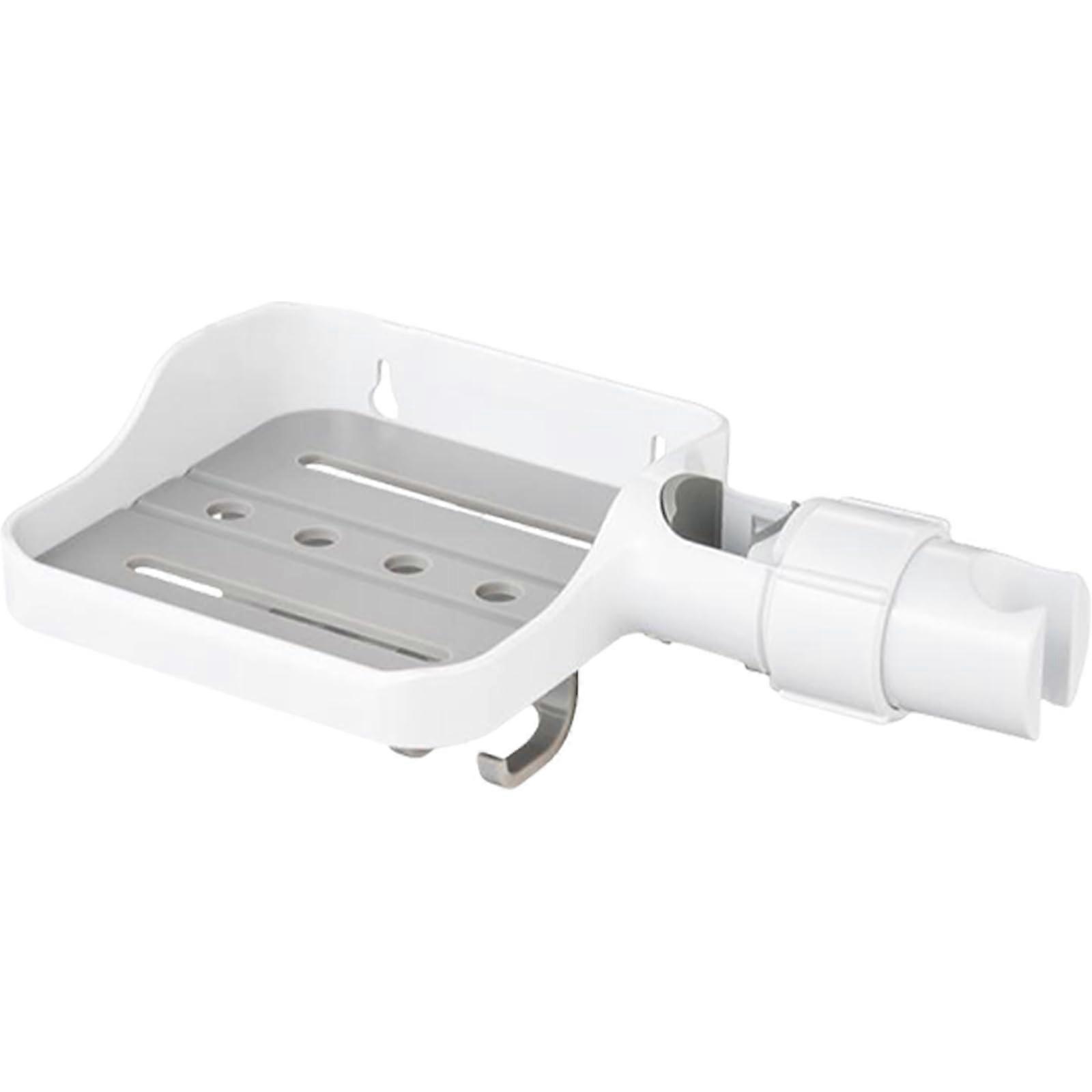 Adjustable Shower Head Holder with Soap Dish, Clip-On Handheld Shower Bracket, Easy to Use, Cream Color