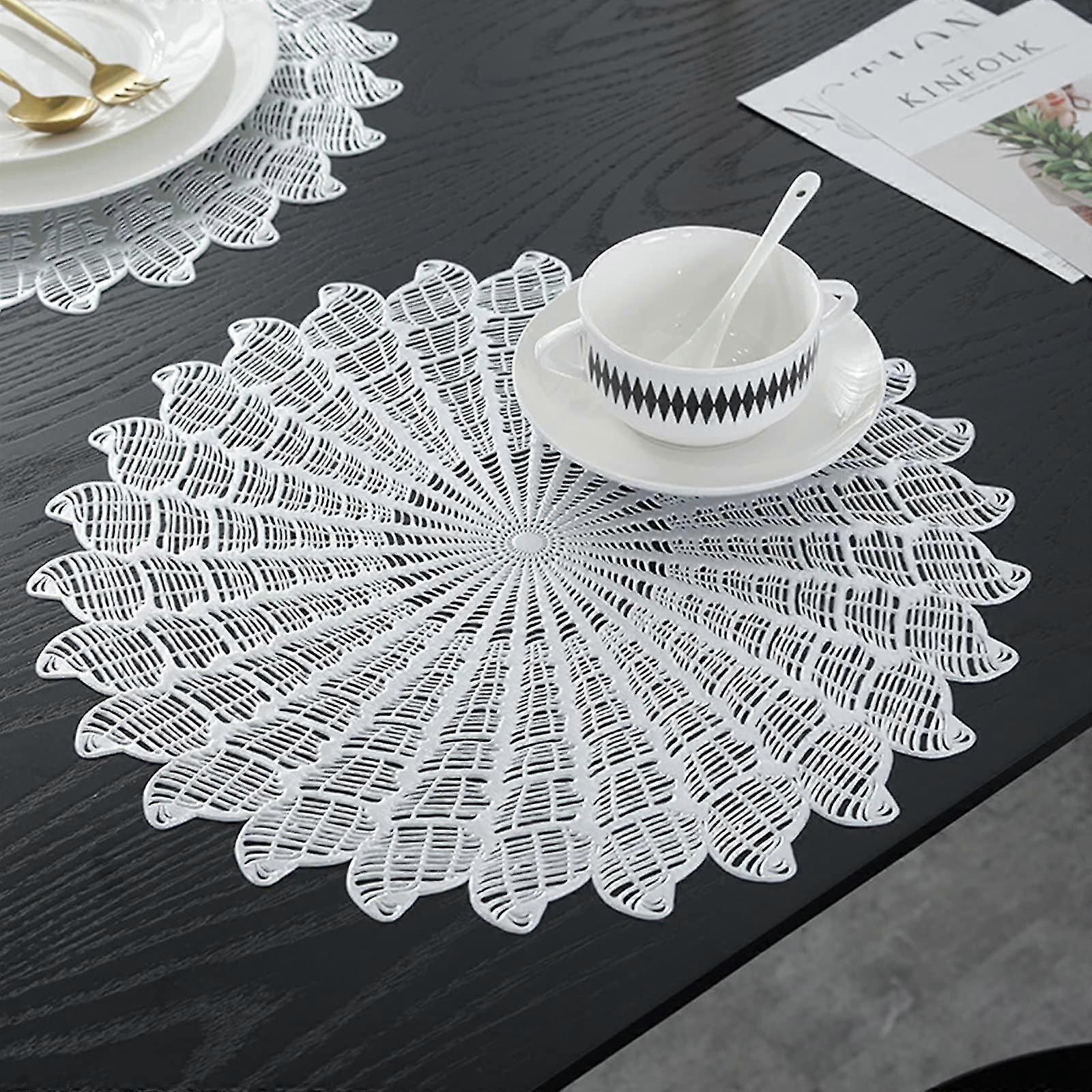Pvc Insulation Pads Mats,decorative Conch-shape Placemat, Round Hollow-out Placemat Insulation Placemat Placemat