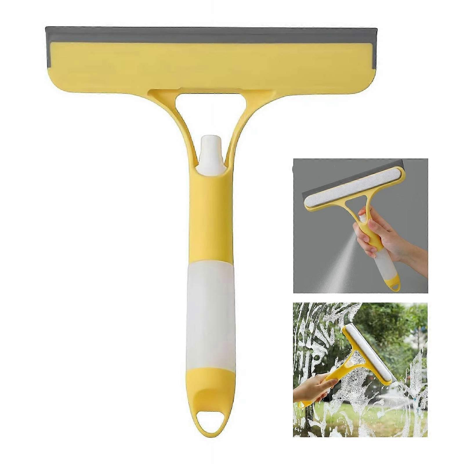 3 in 1 Squeegee Scraper for Window Cleaning, 2025 Mutifunction Shower&car Glass Cleaner With Spray And Squeegee, Yellow