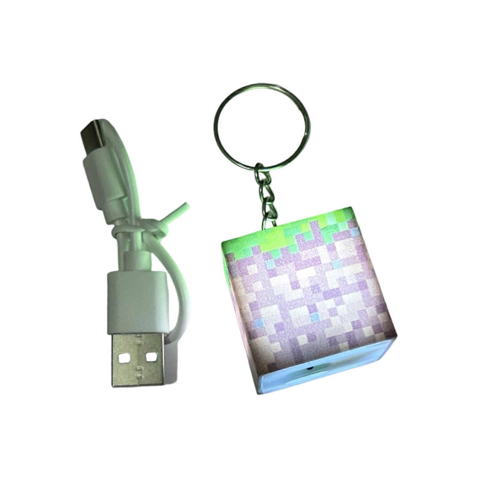 Pocket Sized Keychain Cubes LED Backpack Light Game Model Toy Small Rechargeable Flashlight Keychain Night Light Multicolor