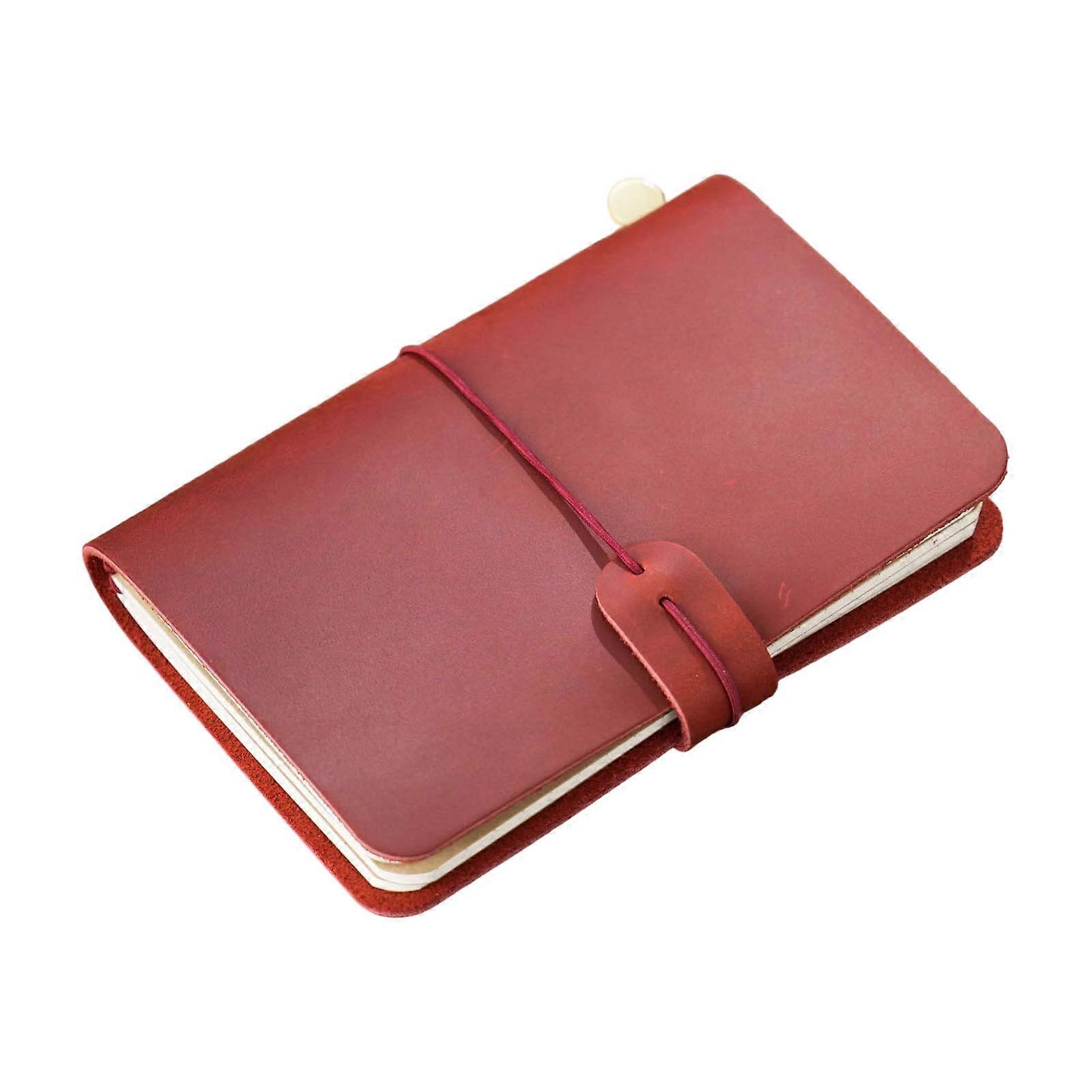 Multifuntional Distressed Leather Notebook Portable Design Pen Friendly Pages Card Holders Suitable for Professional  wine red