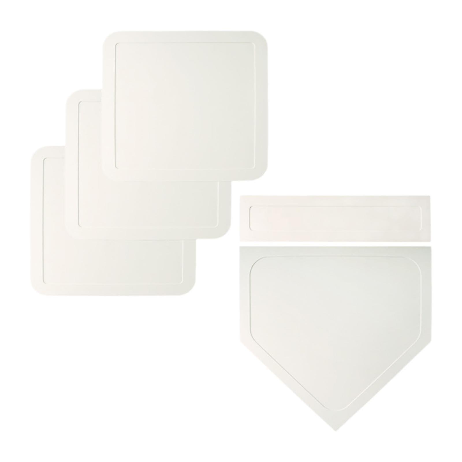 Baseball Softball Base Set Throw Down Rubber Bases For Practice Home Plate Pitcher Mound Portable White