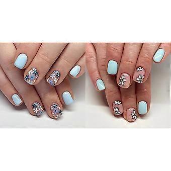 Quadratische künstliche Fingernägel mit Blumenmuster in 12 Größen, 48 French-Nagelspitzen für DIY-Nagelkunst, mehrfarbig