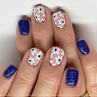 Square Nail Tips Flower Fake Nail Glues On Nail Stick On Nail Press On Nail Artificial False Nail for Womens and Girls Multicolor