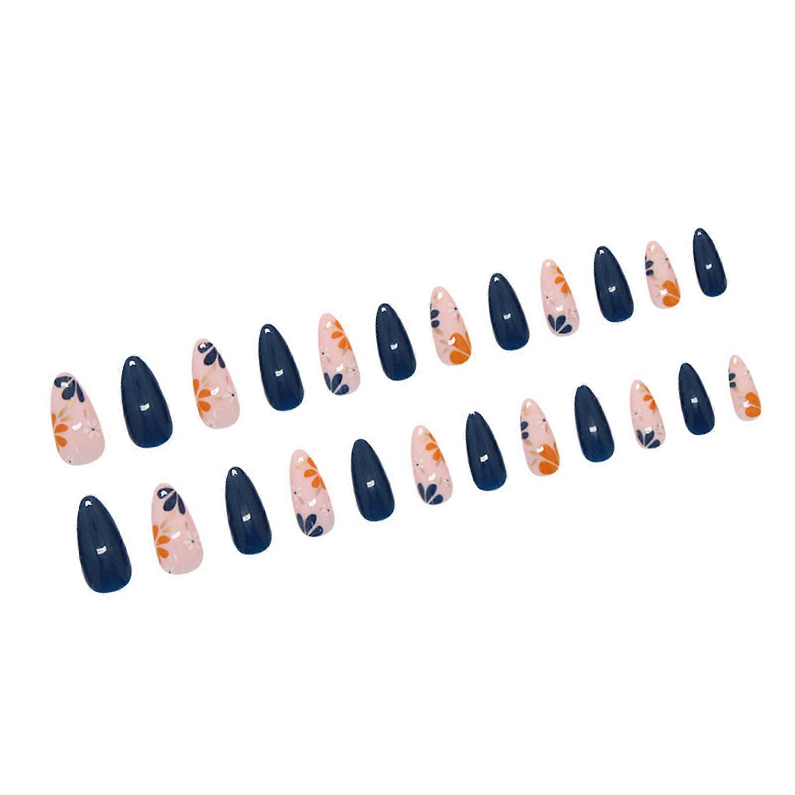 Mandelpress på nageln glansig falsk nagelpinne på nageln i 12 storlekar, 24 st franska nageltips för DIY nagelkonstdekorationer flerfärgad