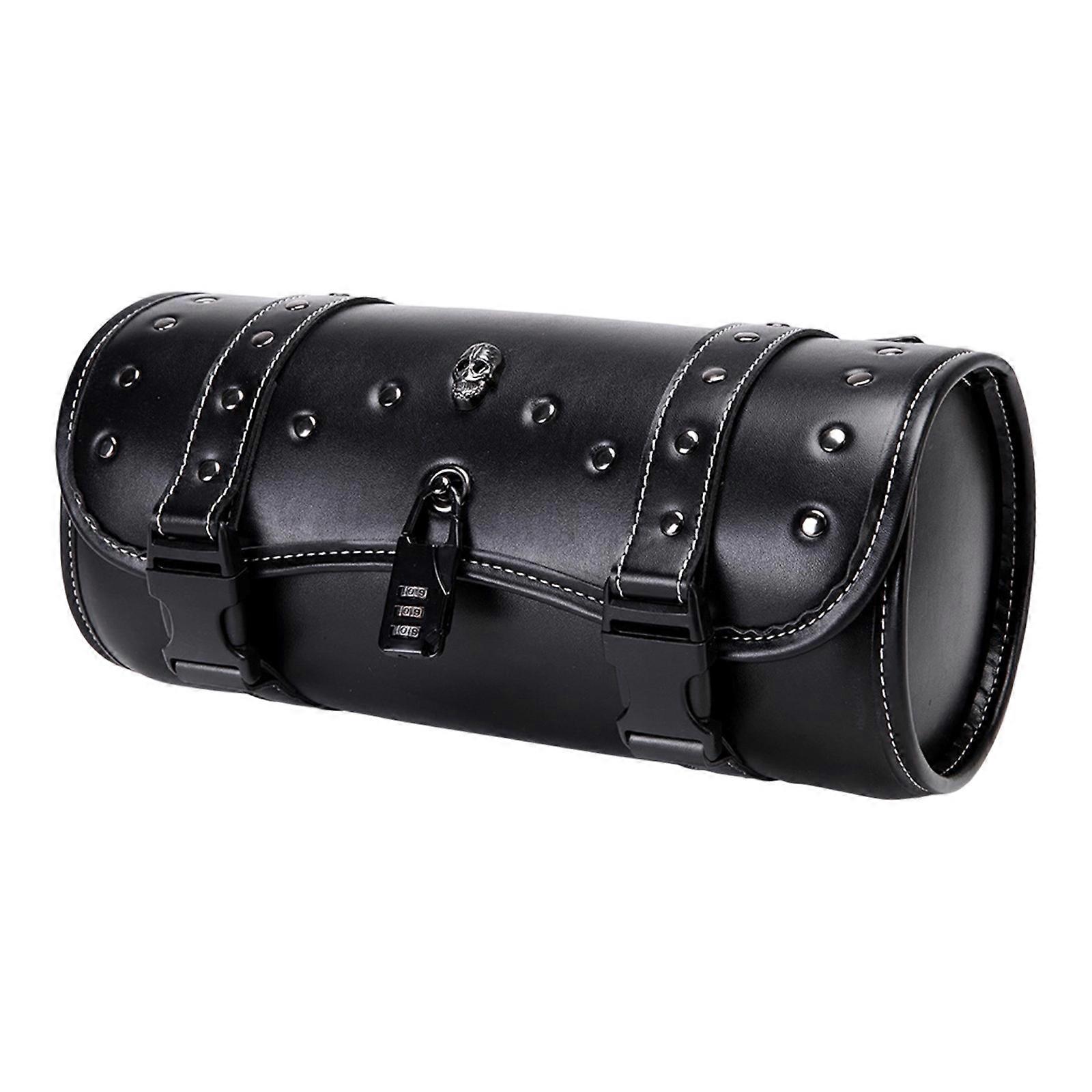 Waterproof Motorcycle Tool Bag Universal PU Leather Storage for Front Forks, Sissybar & Handlebars Multicolor