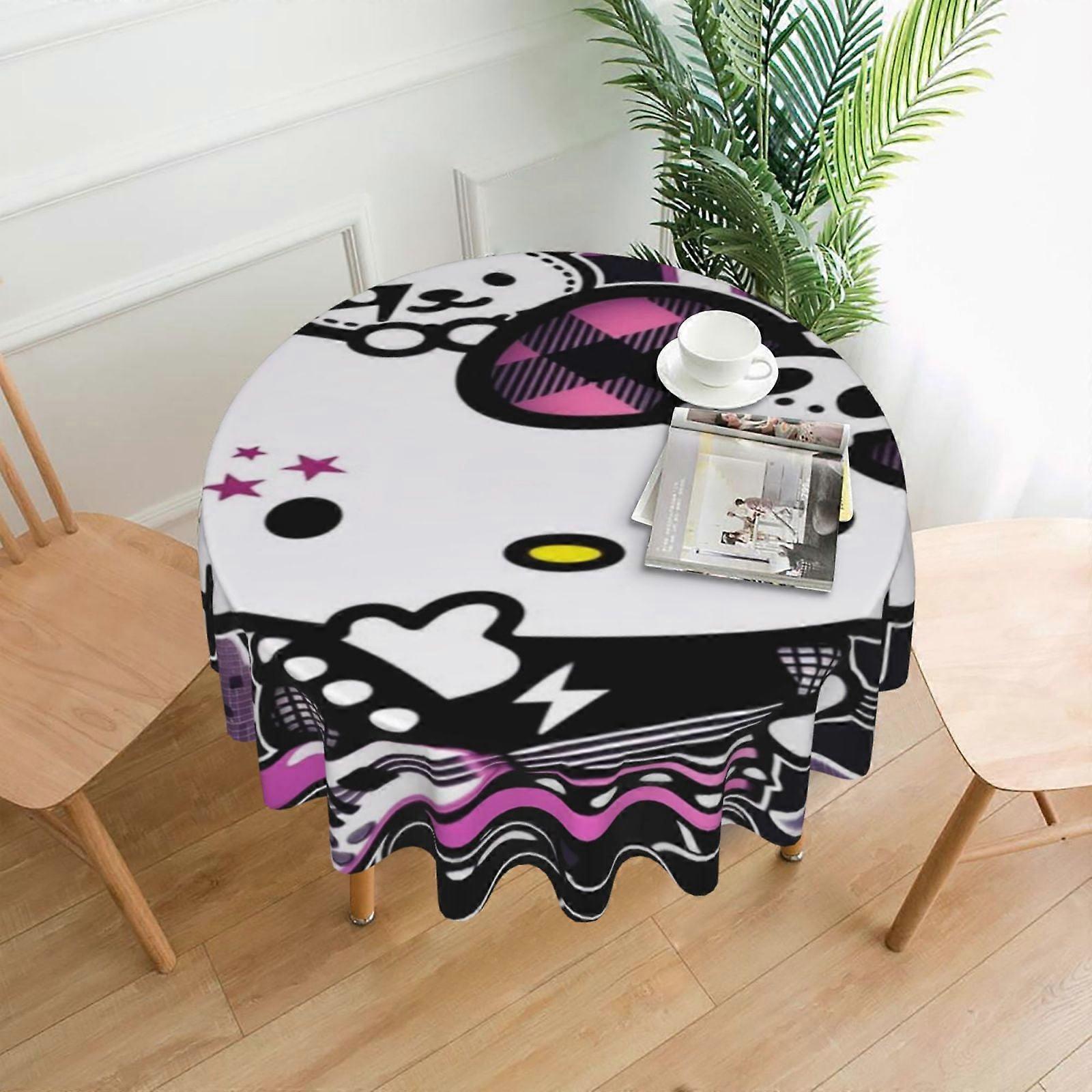 Hello Kitty Rectangular Tablecloth, Water Resistance Antiwrinkle Spillproof Soft Fabric, 60in, compatible with dining room, parties and holiday