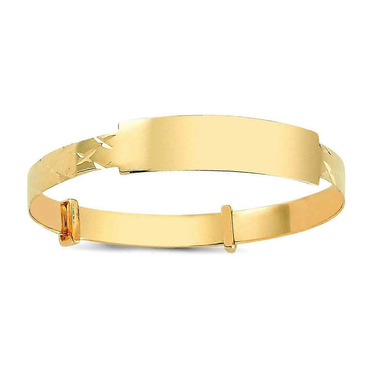 Jewelco London Solid 9ct Yellow Gold Diamond Cut ID 5mm Expanding Baby Bangle Bracelet