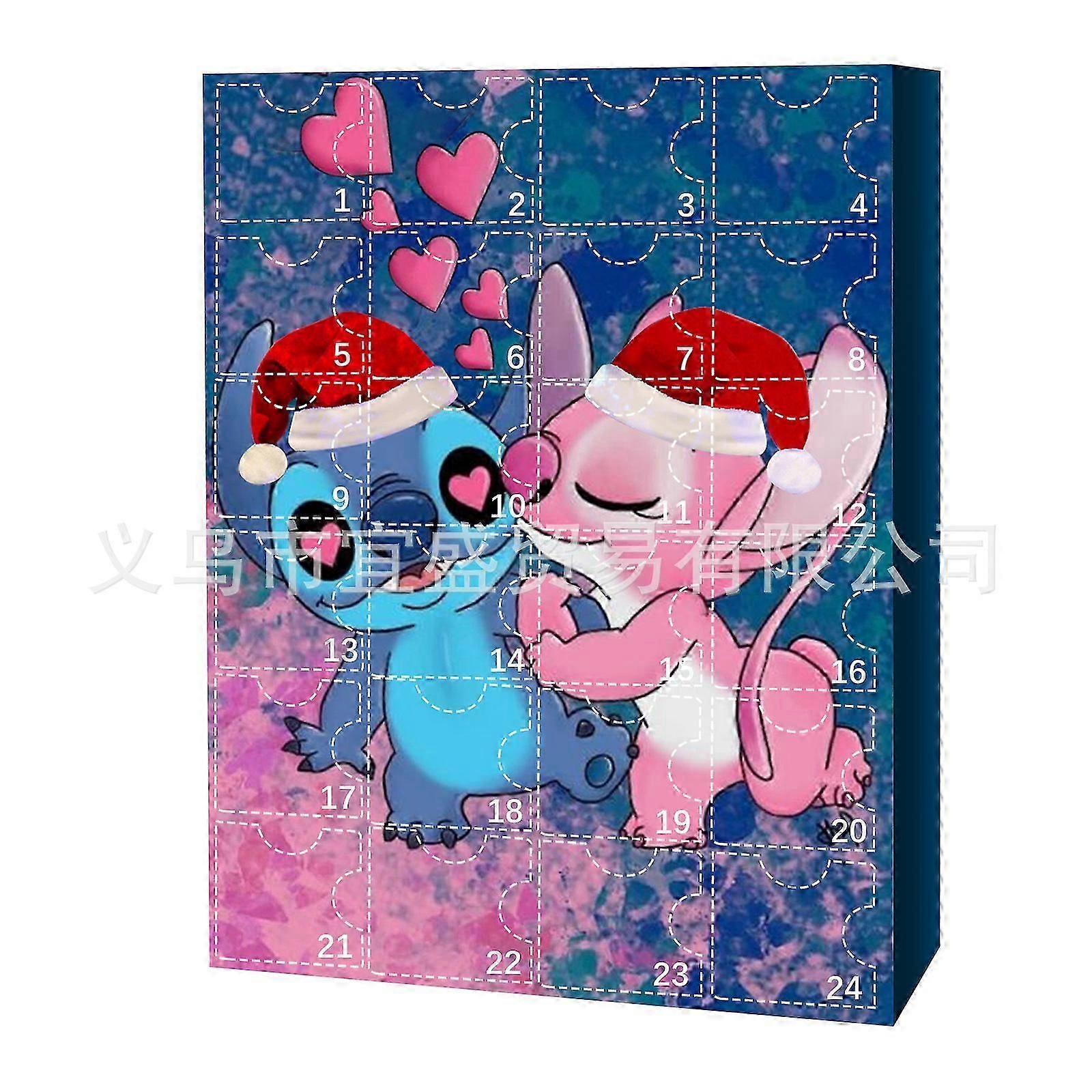 Stitch 24-Day Xmas Countdown Calendar (2025)  24pcs Cute Cartoon Figurines, Surprise Blind Box Gifts