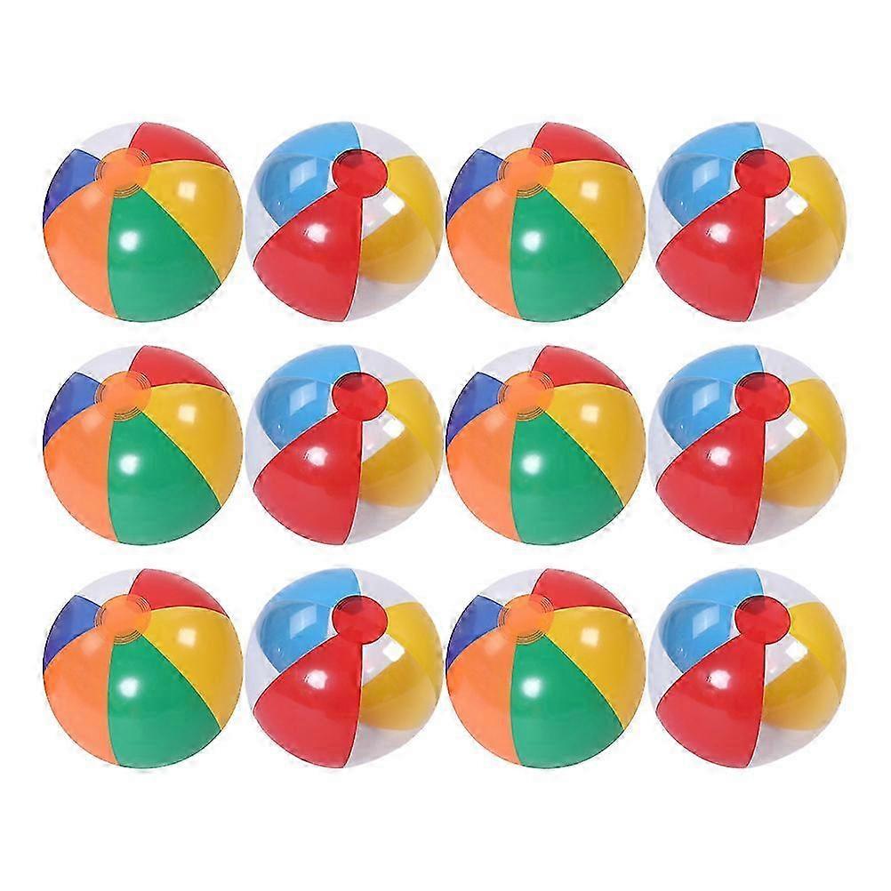 12pcs Inflatable Beach Ball Pool Summer Water Toy Interactive Toys (Random Color)