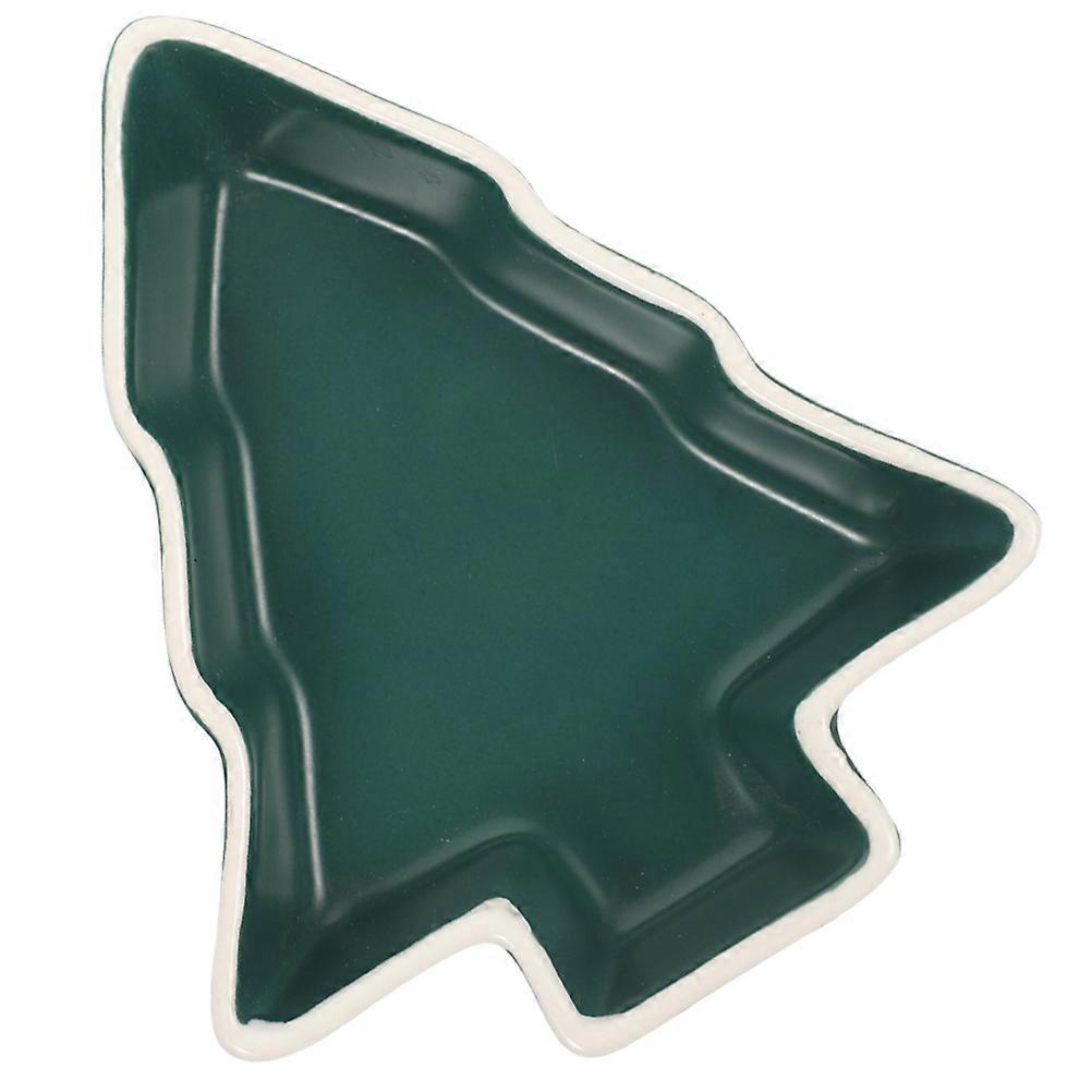Keramická servírovací miska na vánoční stromeček na svačiny, ovoce, ořechy a omáčky v zelené barvě 1 sada