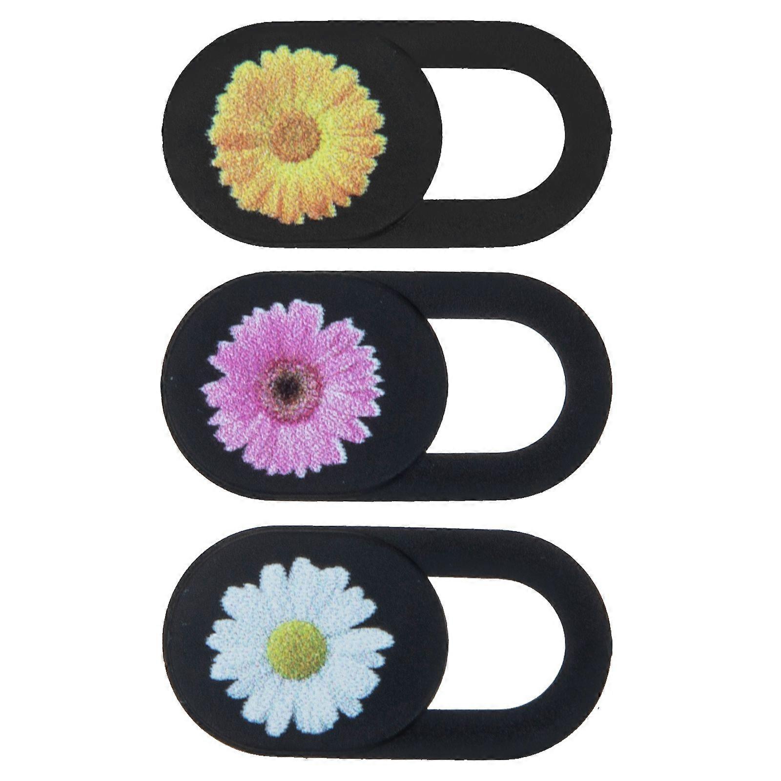 3Pcs Laptop Camera Cover Slide Flower Pattern Phone Webcam Privacy Lens Protector