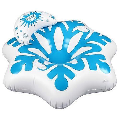 Hexagonal Inflatable Snow Tube with Reinforced Base & Built-in Handles, for Family Winter Fun in Parks and Backyards, Frosty Blue Snowflake Design