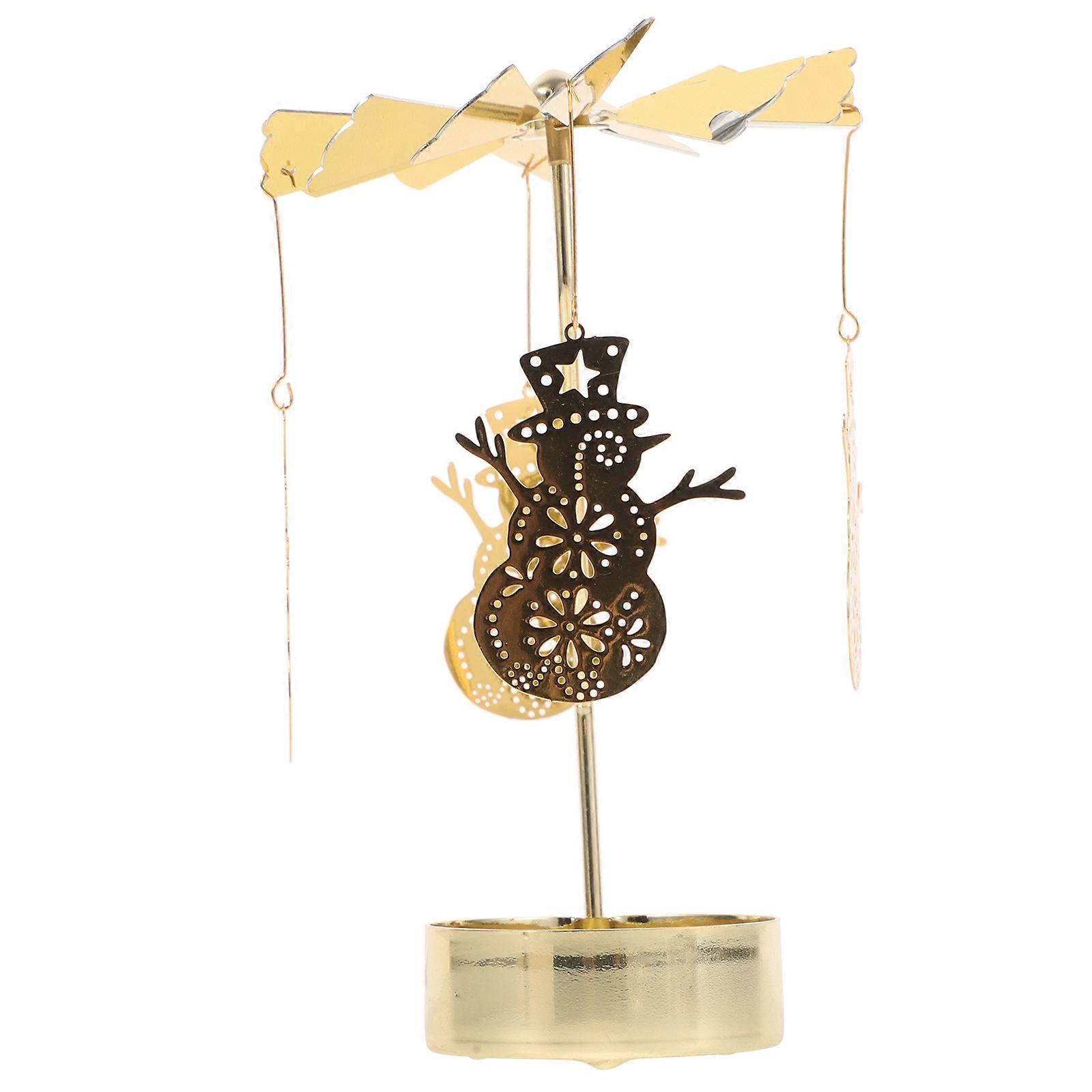 Rotating Candle Stand Creative Snowman Shape Festive Setting Christmas Party 1Set