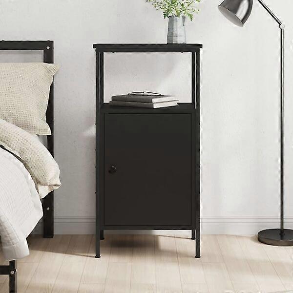 vidaXL Bedside Table Black 41x31x80 cm Engineered Wood Black