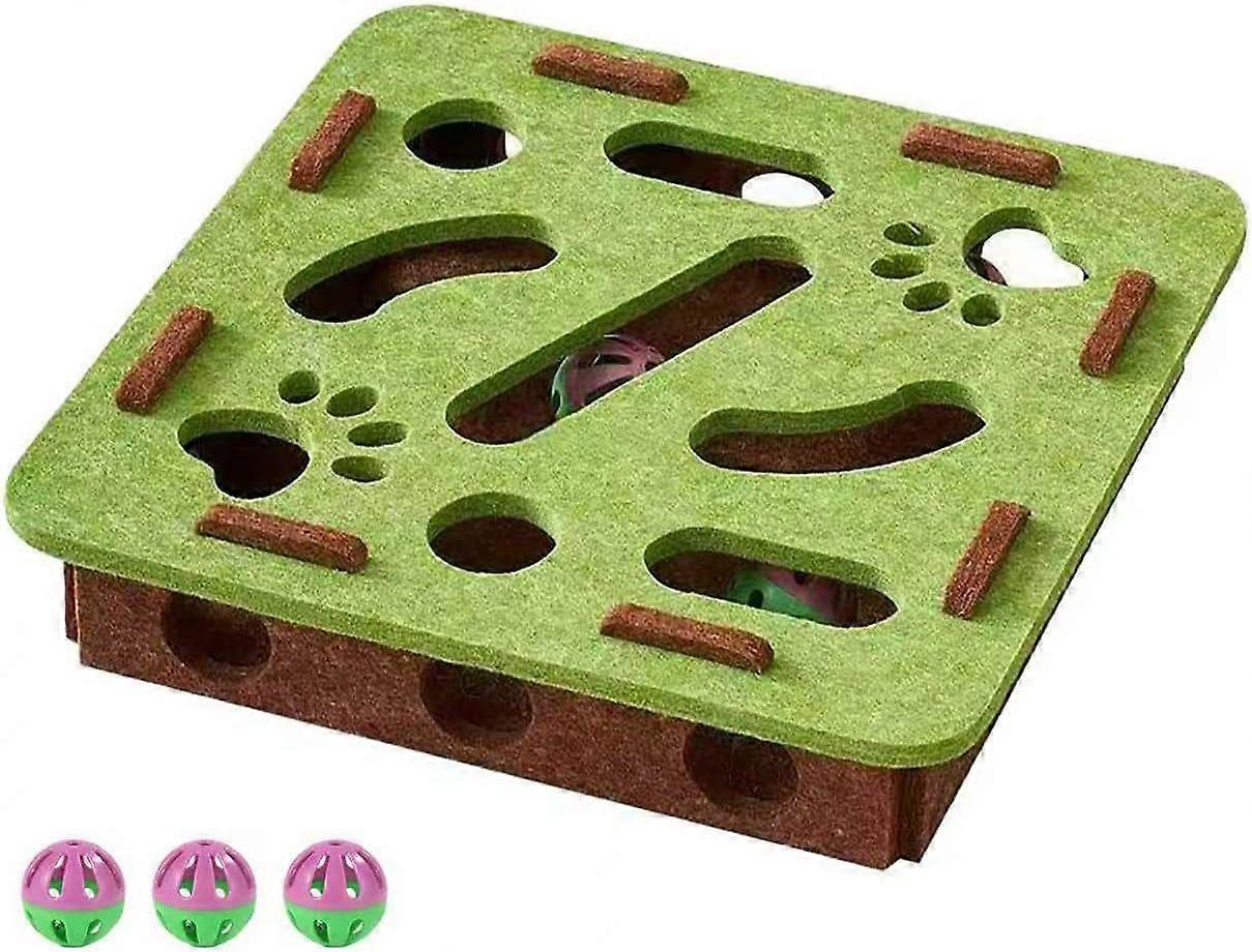 Interactive Cat Toy Puzzle Toys for Indoor Cats Felt Maze Box Kittern Toys Pet Cat Games Self Play Fun Exercise Hide Seek Moving Cat Toy for Bored Cat