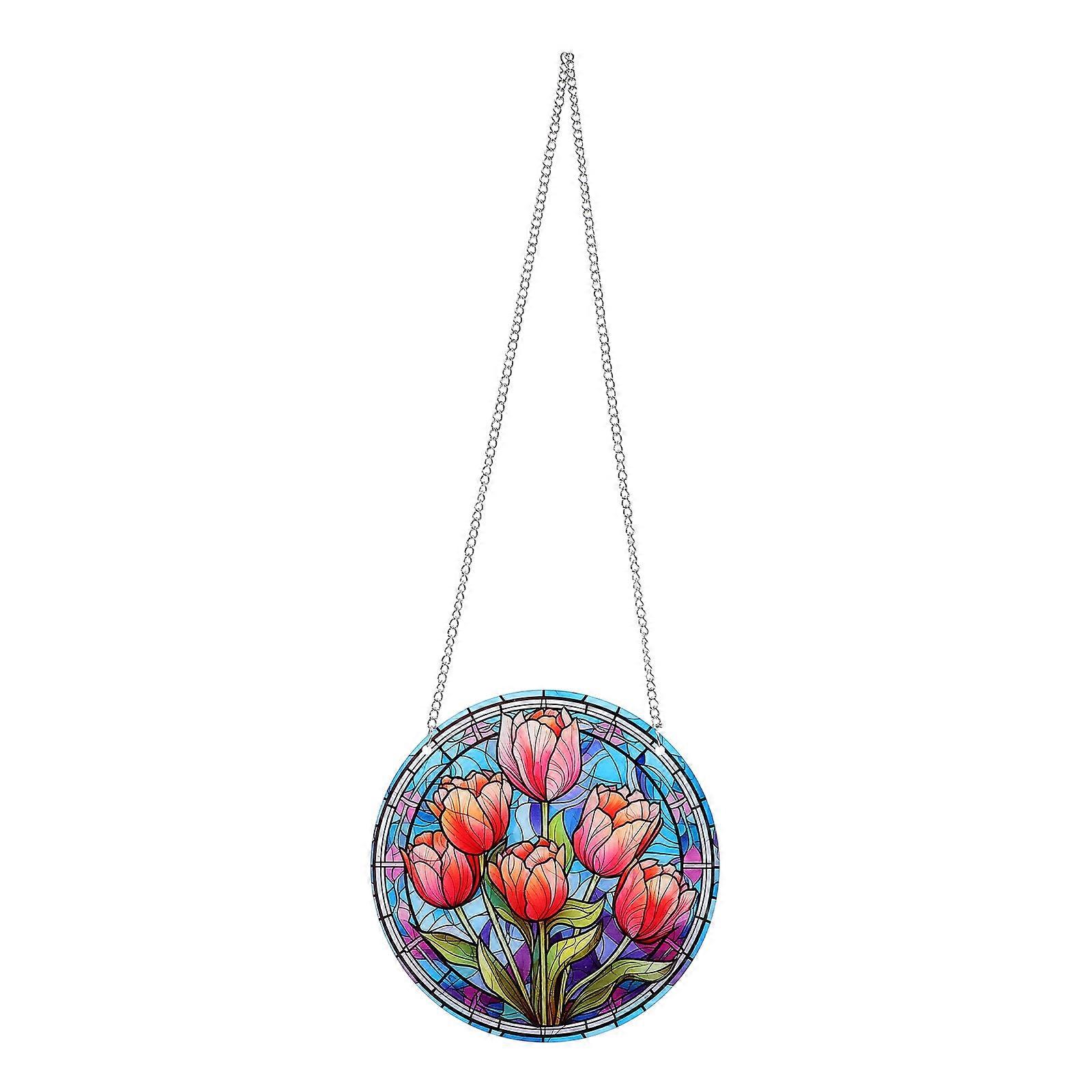 1 Set Stained Acrylic Flower Decor Window Hanging Decoration