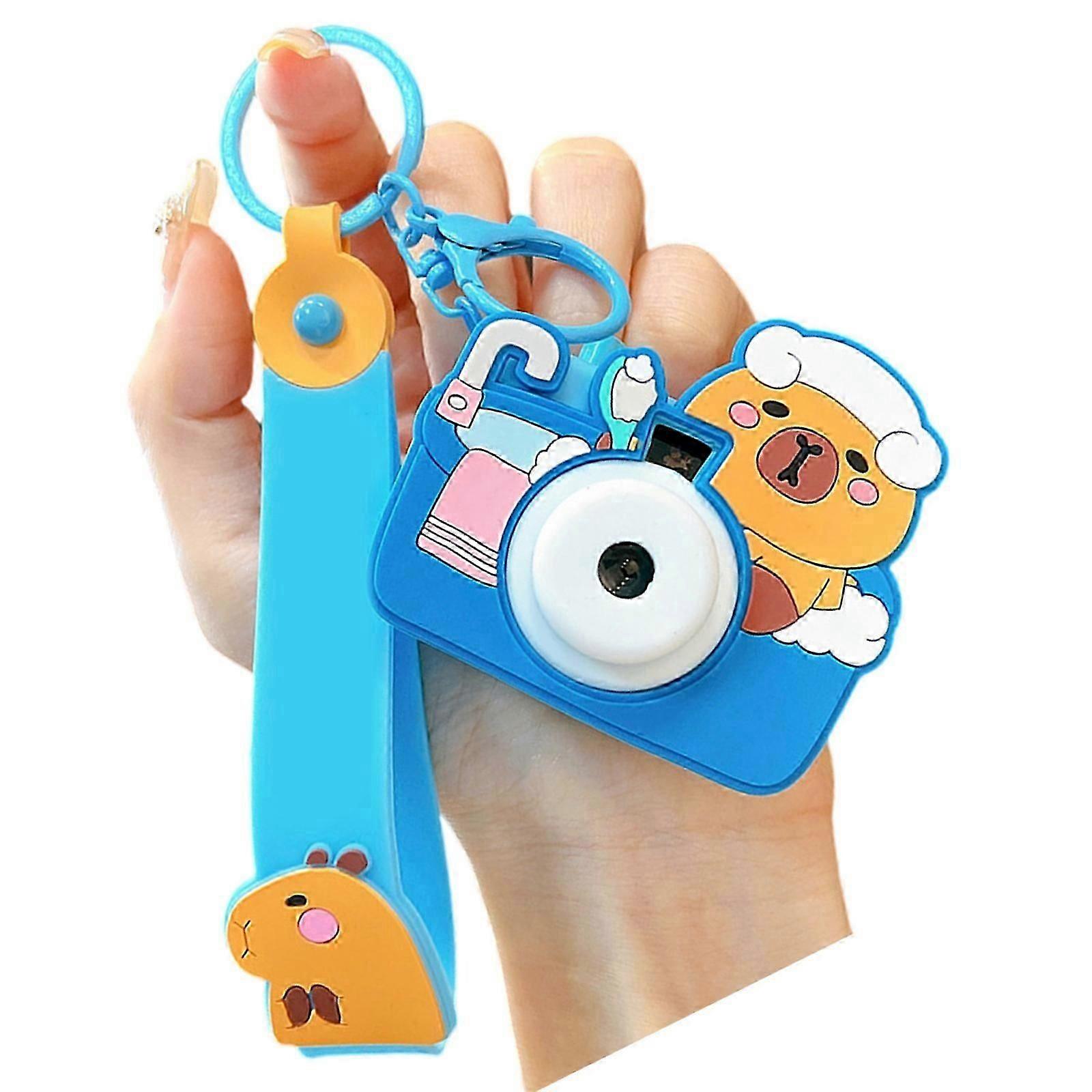 Creative Animal Camera Keychain Feature Projection Fun Design Multiple Color Bag Hanging Decoration Accessory Gift milk tea