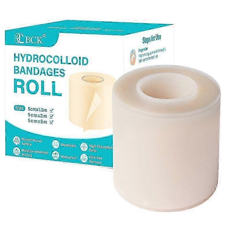 Hydrocolloid Plaster Roll, Natural Pimple Patch, Hydrocolloid Roll 5 cm x 2 m, for All Skin Types, Cut-to-Size for Pimples, Cuts, Toes, Face, Wound Ca